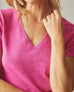 Women's Premium Slub V-Neck Tee - Bright Pink